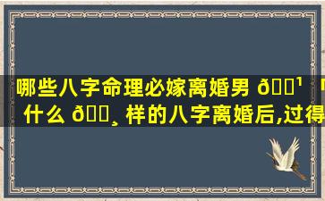 哪些八字命理必嫁离婚男 🌹 「什么 🕸 样的八字离婚后,过得会更好」